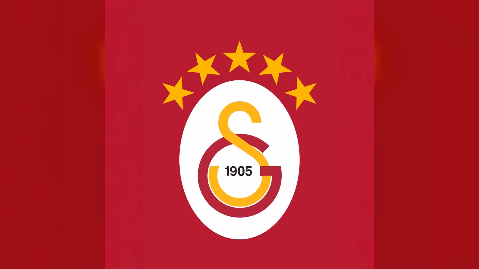Kırmızı zeminde, beyaz oval içinde sarı ve bordo GS monogramı, içinde 1905 yazısı ve üstünde beş sarı yıldız.